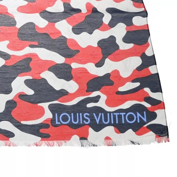 LOUIS VUITTON Military Monogram Scarf Camouflage Cotton Silk M71620 65GA633 - Picture 5 of 13